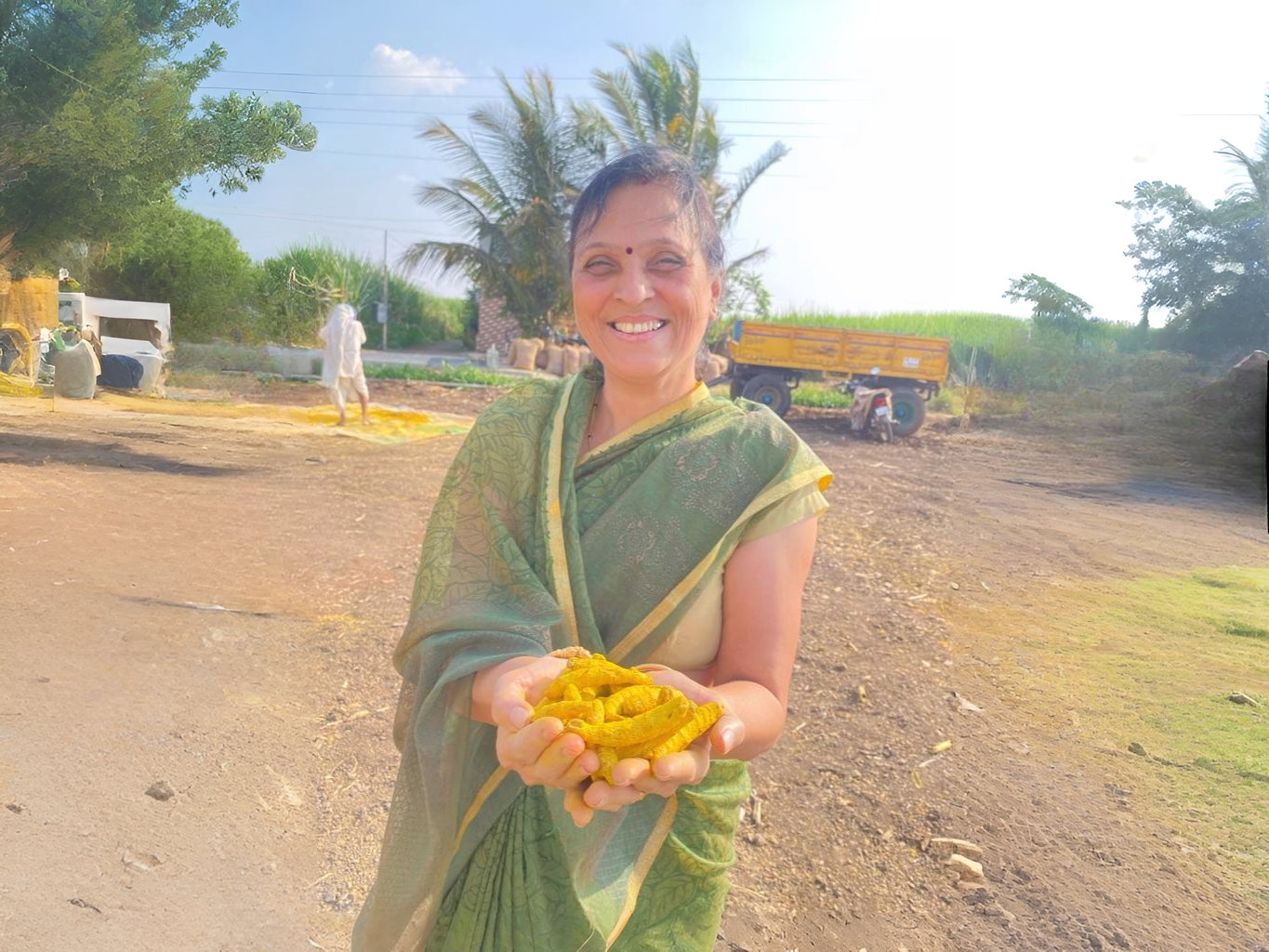 farmer with turmeric